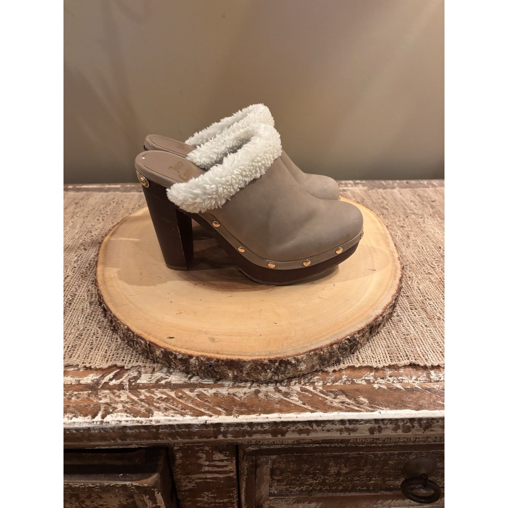 Juicy Couture  taupe platform‎ mule clog heel Size 5 1/2 M